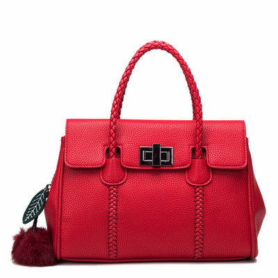Leather handbags lychee pattern handbag
